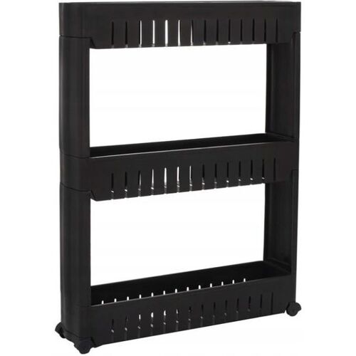 SPRINGOS® Etagère 3 étages à roulettes - chariot de stockage - meuble de rangement de cuisine, salle de bains - Noir