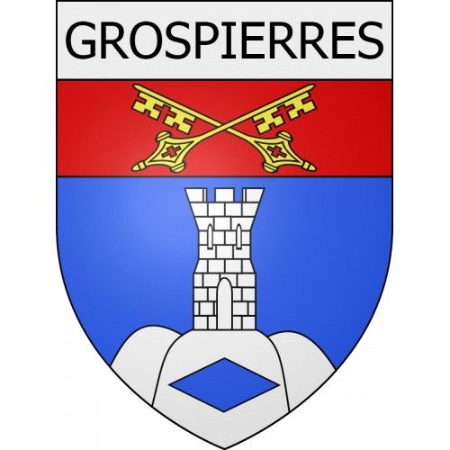 Grospierres 07 Ville Stickers Blason Autocollant Adhésif - 17 Cm