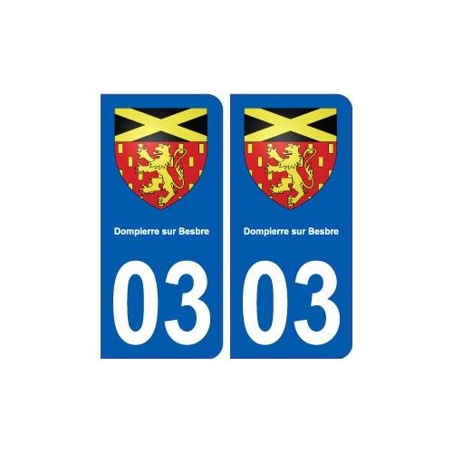03 Dompierre-Sur-Besbre Blason Ville Autocollant Plaque Stickers - Arrondis