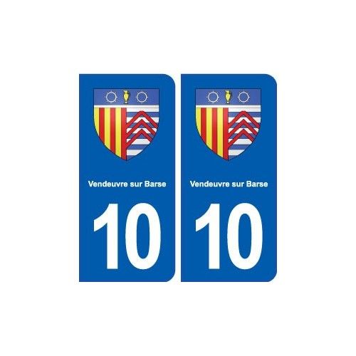 10 Vendeuvre-Sur-Barse Blason Ville Autocollant Plaque Stickers - Arrondis