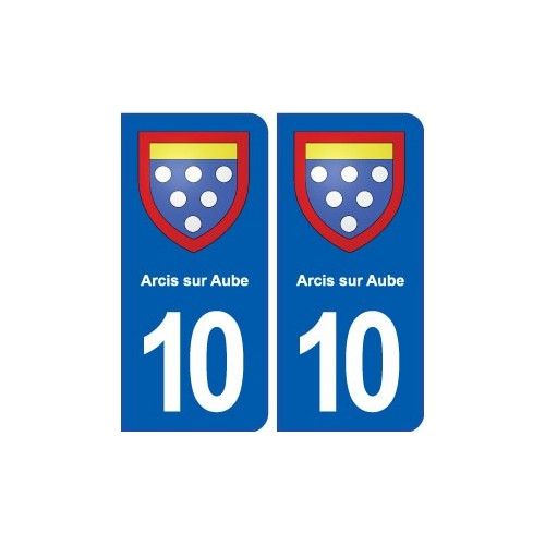 10 Arcis-Sur-Aube Blason Ville Autocollant Plaque Stickers - Arrondis