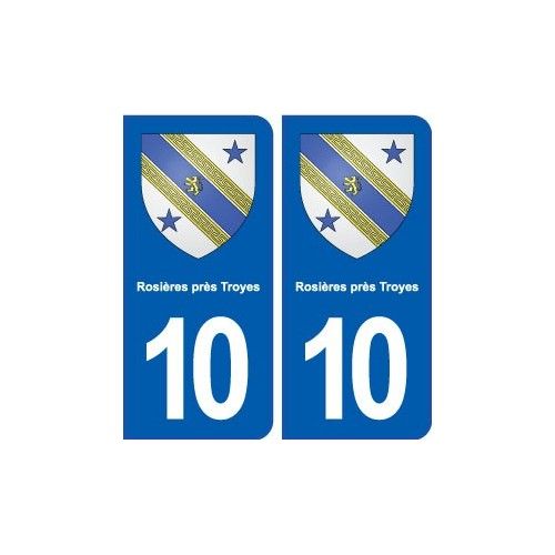 10 Rosières-Près-Troyes Blason Ville Autocollant Plaque Stickers - Arrondis