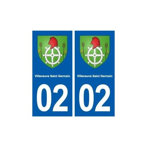 02 Villeneuve-Saint-Germain Blason Ville Autocollant Plaque Sticker - Droits
