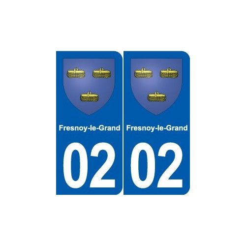 02 Fresnoy-Le-Grand Blason Ville Autocollant Plaque Sticker - Arrondis