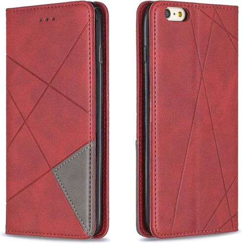 Coque pour iPhone 6S Plus/6 Plus (5,5 Pouces), Housse Portefeuille en Cuir Etui de Protection avec TPU Silicone Bumper Magnetique Flip Case, Porte Cartes avec Fonction Support Cover (Rouge)
