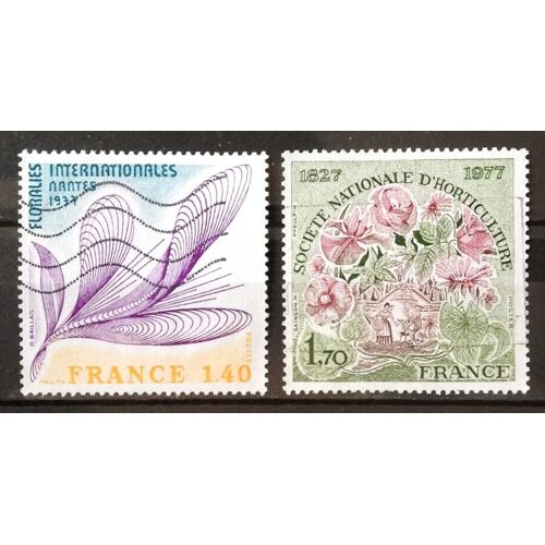 Société Nationale D'horticulture 1,70 (N° 1930) + Floralies Internationales Nantes 1,40 (N° 1931) Obl - France Année 1977 - N20440