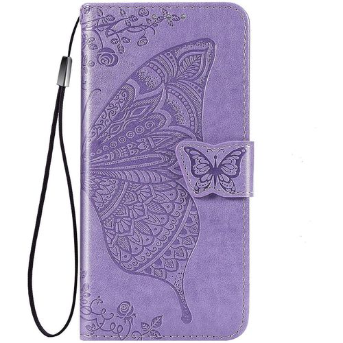 Coque Pour Xiaomi Redmi A1, Pu Cuir Tpu Flip Carte Fente & Stand Fonction & Motif Relief, Case Cover, Violet Clair