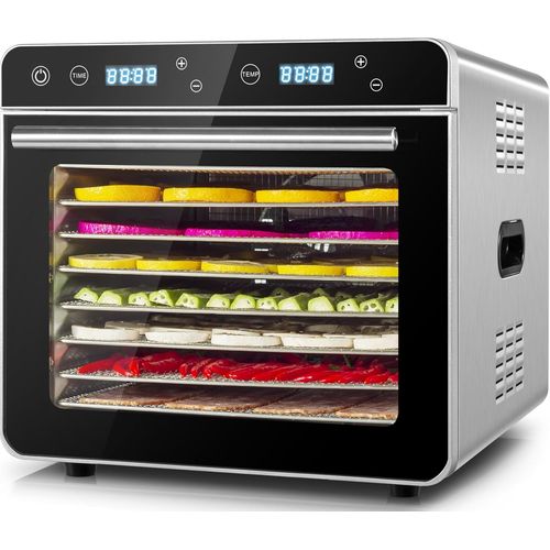 SUBZONAL-Deshydrateur Alimentaire Avec 8 Plateaux Inox, 700W, Minuteur 24H, 30 à 85°C, Calme Food Dehydrator pour Fruits, Légumes, Viande, Poisson, Herbes et Champignons, Recettes en Anglais, Sans BP