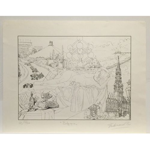 Lithographie Ferdinand Pire "Bruxelles" 88e/150