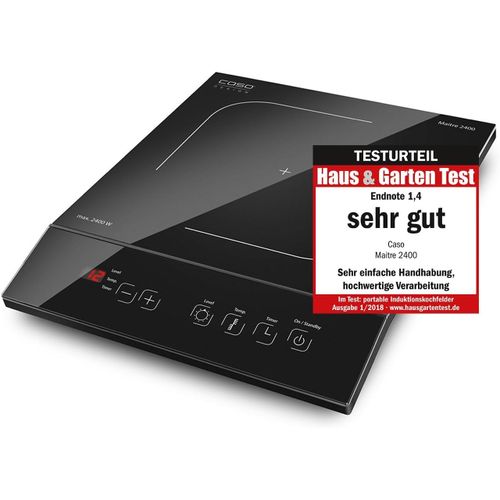 Hamiltion-Maitre 2400 Plaque De Cuisson À Induction Mobile, Smartcontrol Sur 12 Niveaux, 60-240°C, Minuterie Jusqu'À 180 Min, Casseroles Jusqu'À 26Cm, 2400 Watt, Vitrocéramique