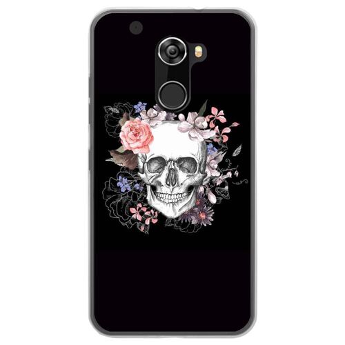 Coque Souple Pour Altice S70 Avec Impression Motifs Skull Fleuri
