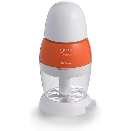 Hamiltion-Râpe Électrique 439 Gratì Turbo, Bol À Fromage, Couvercle Fraîcheur, Capacité De La Tasse 200 Cc, Lame En Acier Inoxydable, Doseur Intégré, Blanc/Orange
