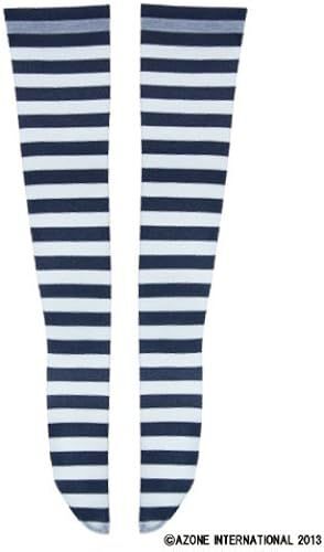 50 See-Through Border Knee Socks Navy Border (Japan Import)