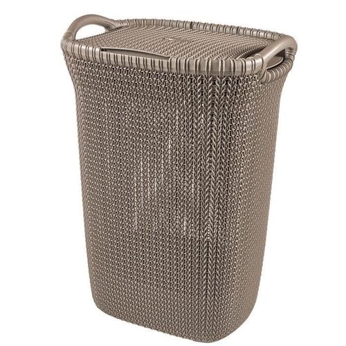 Panier à linge, 2 anses, couvercle, gris foncé, 57 L, 45x61x34 cm, Curver