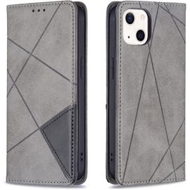 Coque Pour Iphone 13 (6,1 Pouces), Housse Portefeuille En Avec Slim Tpu Bumper Flip Case, Porte Cartes Avec Fonction Support Cover (Gris)