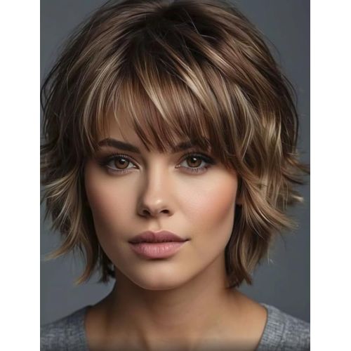 Tianyi-Femmes Court Marron Couché Bob Perruque Naturel Cosplay Costume Perruque De Cheveux Synthétique Pour Fête D'halloween