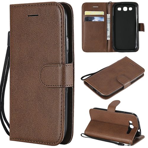 Saturcase Coque Pour Samsung Galaxy S3, Pu Cuir Magnétique Flip Portefeuille Support Porte-Carte Protecteur Housse Étui Avec Dragonne Pour Samsung Galaxy S3 (Marron)