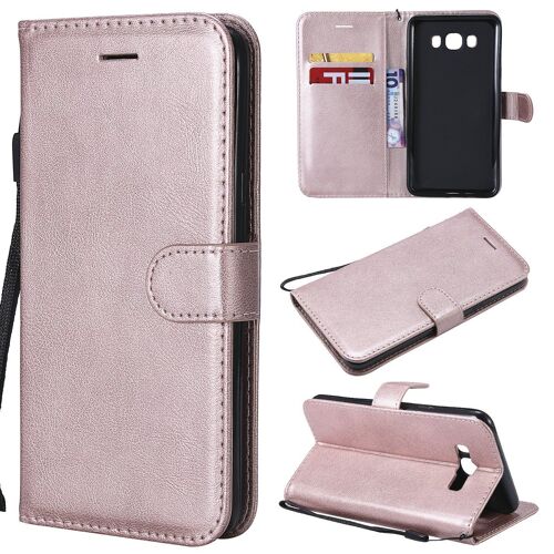 Saturcase Coque Pour Samsung Galaxy J7 2016, Pu Cuir Magnétique Flip Portefeuille Support Porte-Carte Protecteur Housse Étui Avec Dragonne Pour Samsung Galaxy J7 2016 (Or Rose)