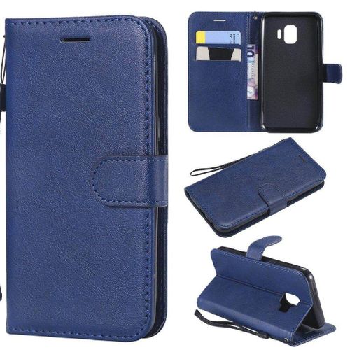 Samsung Galaxy J2 Core Coque, Saturcase Pu Cuir Magnétique Flip Portefeuille Support Porte-Carte Protecteur Housse Étui Avec Dragonne Pour Samsung Galaxy J2 Core (Bleu)