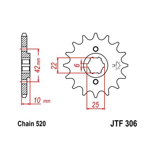 306 Jt Acier Pignon Pour Moto 15t