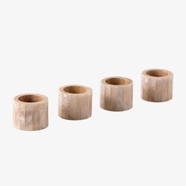 Lot De 4 Ronds De Serviette En Manguier Et Nacre Anmon Beige Lin