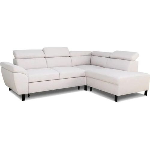 Canapé D'angle Convertible - 4 Personnes - Stan - Tissu Beige - 3 Tétieres - Réversible - 243 X 92 X 184 Cm