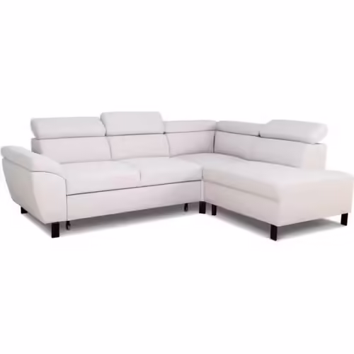 Canapé D'angle Convertible - 4 Personnes - Stan - Tissu Beige - 3 Tétieres - Réversible - 243 X 92 X 184 Cm