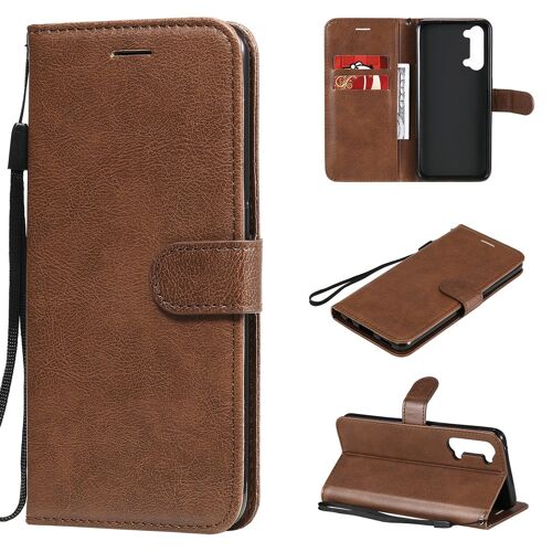 Saturcase Coque Pour Oppo Reno 3 5g, Pu Cuir Magnétique Flip Portefeuille Support Porte-Carte Protecteur Housse Étui Avec Dragonne Pour Oppo Reno 3 5g (Marron)