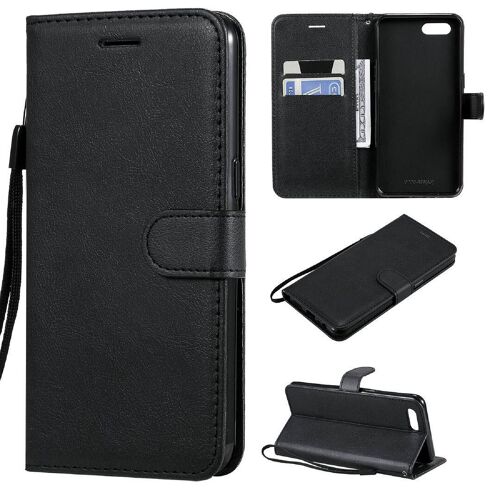 Saturcase Coque Pour Oppo A5 / A3s, Pu Cuir Magnétique Flip Portefeuille Support Porte-Carte Protecteur Housse Étui Avec Dragonne Pour Oppo A5 / A3s (Noir)