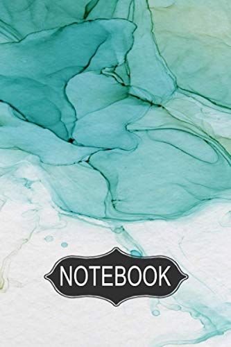 Notebook: 6x9 Notebook With 300 Wide Ruled Lined Pages With A Green Ink Wash Abstract Modern Cover