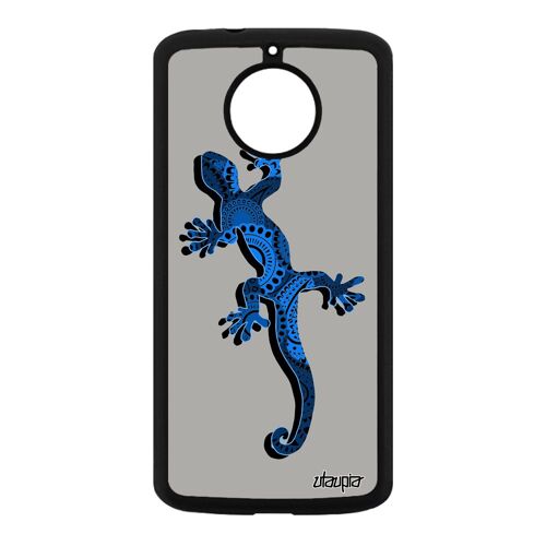 Coque salamandre pour Motorola Moto E4 Plus silicone telephone lezard etui Bleu