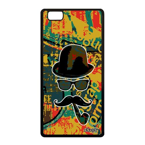 Coque Huawei P8 Lite 2015 silicone homme moustache vert charlie motif monsieur a