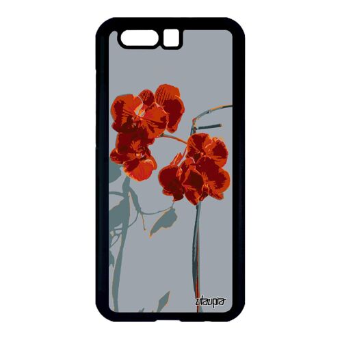 Coque Honor 9 Silicone Orchidée Fleur Floral Dessin Rouge Amour Plante Aluminium