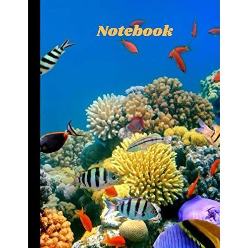 Notebook: Light Blue Color Fish Animals Notebook (8.5 X 11 Inc )Size 120 Line Page