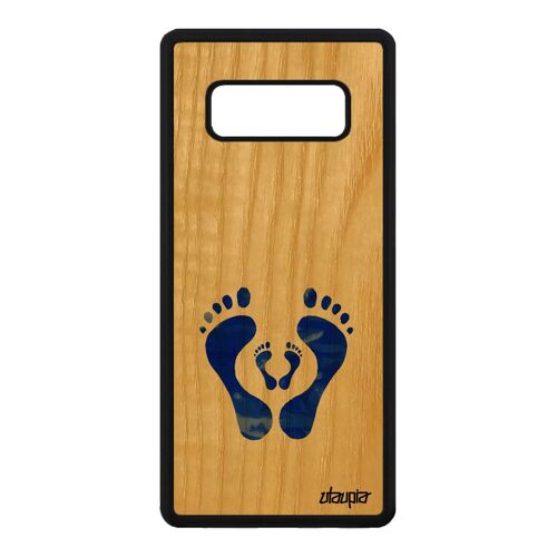 Coque Samsung Galaxy Note 8 Bois Silicone Pied Portable Fantaisie Telephone Bebe