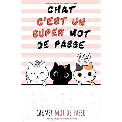 Chat C'est Un Super Mot De Passe: Carnet De Mots De Passe Internet À Remplir Avec Son Répertoire Alphabétique En Français | Couverture Chat Humoristique | 110 Pages | Format Petit & Pratique | Idée Ca