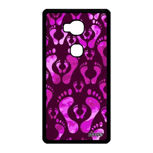 Coque Honor 5x Silicone Pied Telephone Jolie Trace De Pas Imprime Noir Rose 4g A