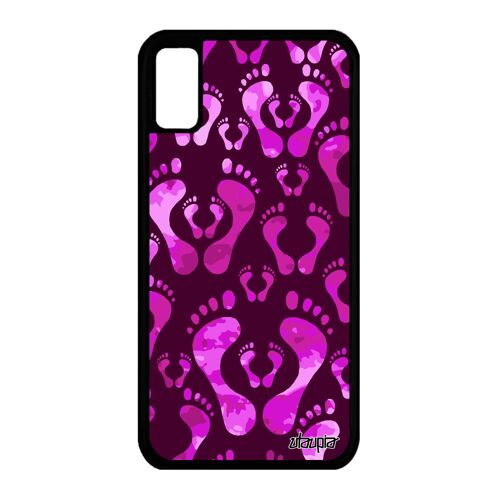 Coque iPhone X silicone pied personnalisé noir alu telephone jolie rose en