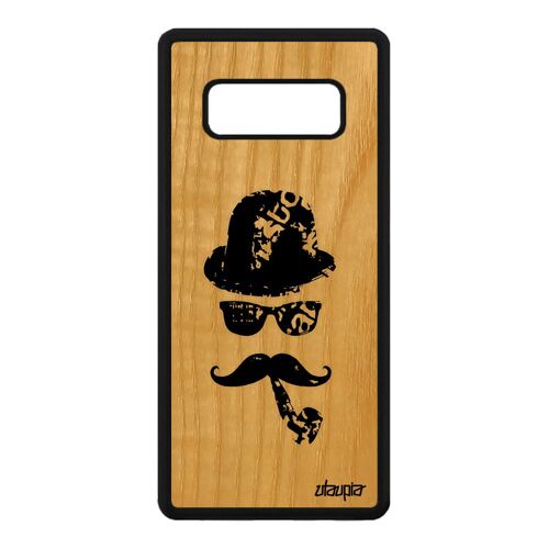 Coque Samsung Note 8 Bois Silicone Moustache Art Case Charlie Mobile Noir Samsung Galaxy Note 8