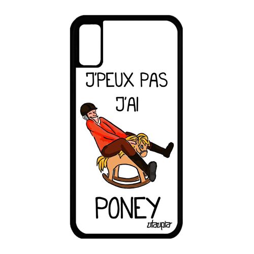 Coque iPhone X silicone j'peux pas j'ai poney equitation noir portable 10
