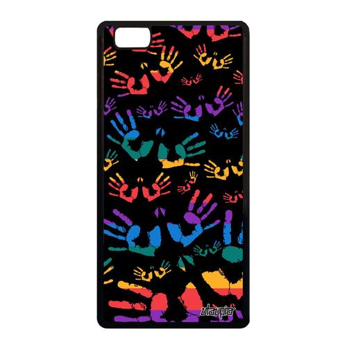 Coque Silicone Huawei P8 Lite 2015 Empreinte Main Hippie Trace De Rasta Violet A