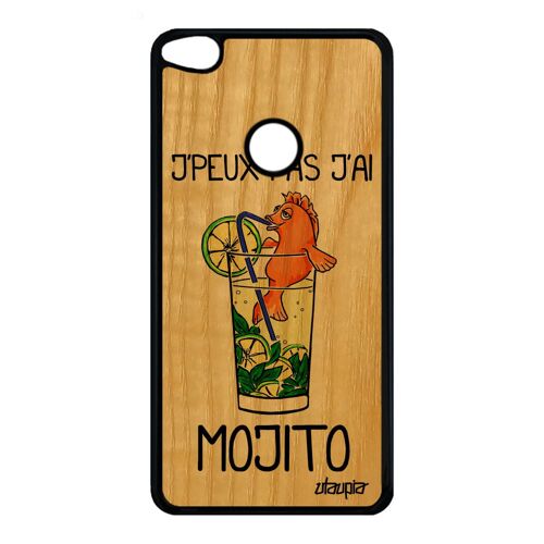 Coque bois silicone humour j'peux pas j'ai mojito pour Huawei Honor 8 Lite noir