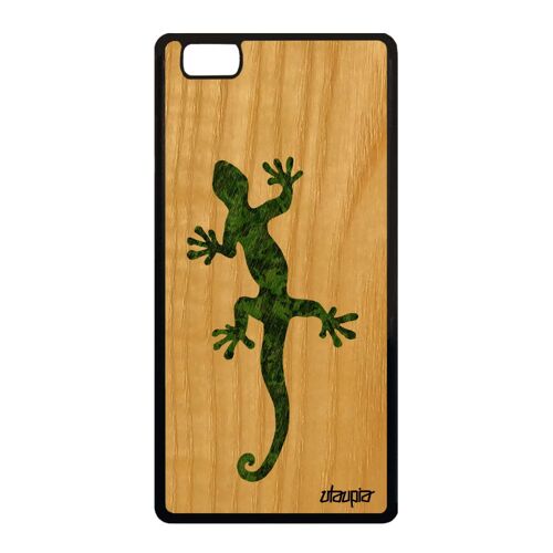 Coque Silicone P8 Lite 2015 Bois Salamandre Reptile Fantaisie Rigide Etui Huawei P8 Lite 2015