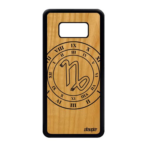 Coque en bois pour Samsung S8 silicone Signe astrologique capricorne Noir Samsung Galaxy S8