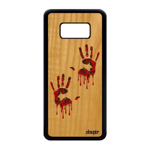 Coque S8 En Bois Veritable Silicone Empreinte Main Zombie Sang De Samsung Galaxy S8