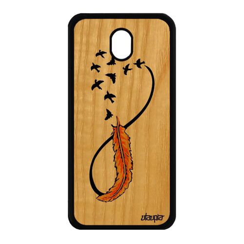 Coque Bois Pour Samsung Galaxy J7 2017 Pro Silicone Infini Rigide Sans Fin Plume