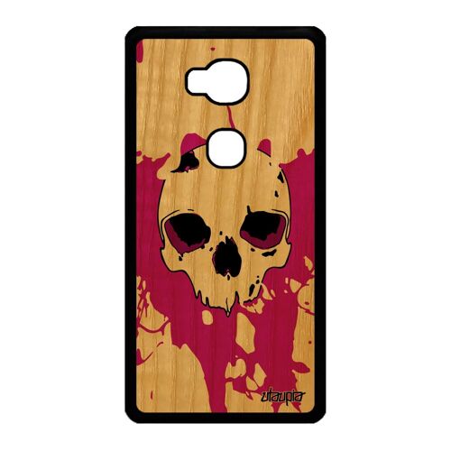 Coque Tete De Mort Honor 5x Bois Silicone Telephone 4g Rose Squelette Case Crane