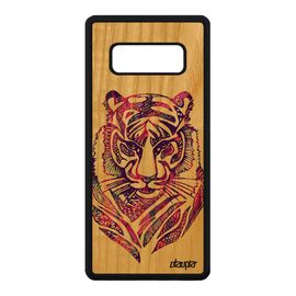 Coque Vrai Bois Note 8 Silicone Tigre Dessin Femme Animaux Violet Samsung Galaxy Note 8