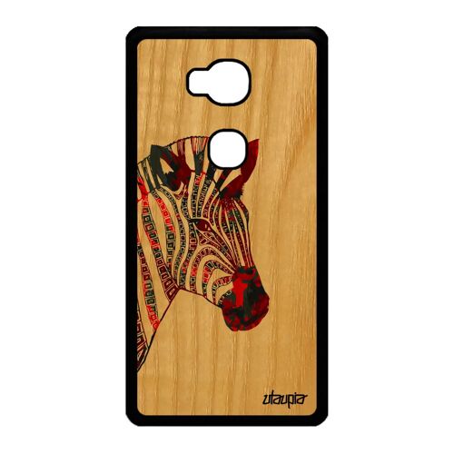 Coque Honor 5X bois silicone zebre case smartphone couleur Rouge dessin rayure a