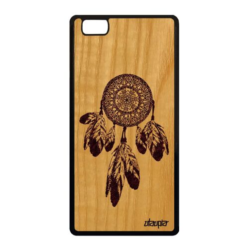 Coque Attrape Reve Pour Huawei P8 Lite 2015 Bois Silicone Artisanale Hippie Etui